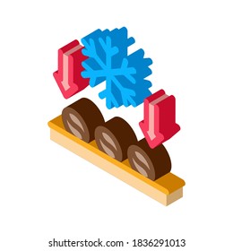 vectores de icono de congelación de granos de café. señal de congelación de granos de café isométricos. ilustración de símbolo aislado de color