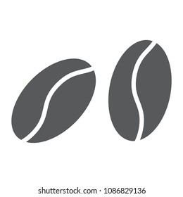 Coffee beans glyph icon, coffee and cafe, arabic sign vector graphics, a solid pattern on a white background, eps 10.