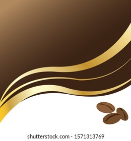 Coffee beans gold wave background