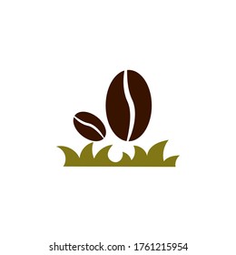 coffee beans grass vector design template illustration 