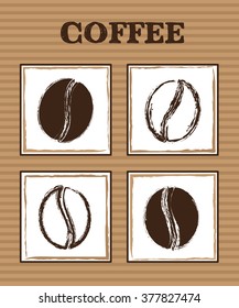 Coffee beans grunge vector illustration. 