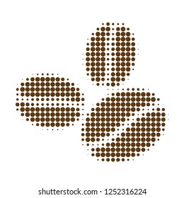 Coffee beans halftone dotted icon. Halftone array contains circle dots. Vector illustration of coffee beans icon on a white background.
