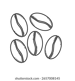 Ícone desenhado à mão em grãos de café. Desenho estilo orgânico café grãos esboço ilustração