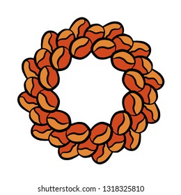 Coffee beans hand drawn mandala wreath illustration