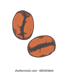 Coffee beans hand-drawn style, vector illustration