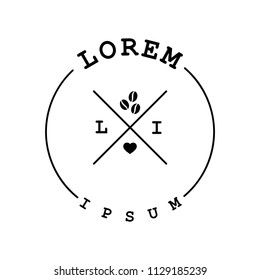 coffee beans and heart. cafe hipster logo template