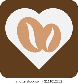Coffee beans in heart, illustration, vector on a white background.