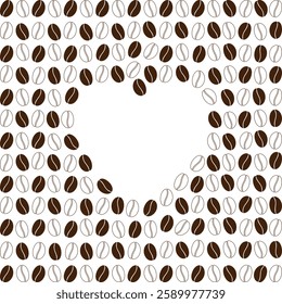 Coffee beans Heart shape Abstract frame border International coffee Day Copy space Template concept