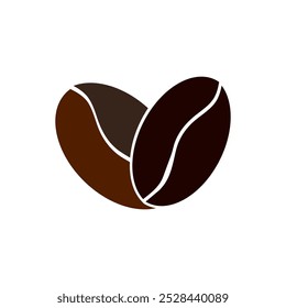 Coffee beans in a heart shape icon for a coffee shop. Morning coffee beans sign and symbol illustration.