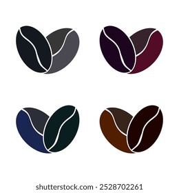 Coffee beans in a heart shape icon for a coffee shop. Morning coffee beans sign and symbol illustration.