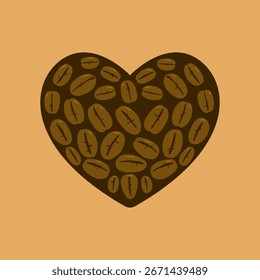 coffee beans heart shape, illustration for international coffee lover day