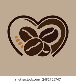 coffee beans in heart shape  coffee shop logo  beans logo 