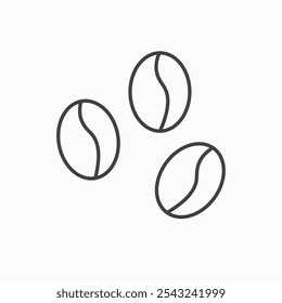 Icono de granos de café en negro delineado y sólido.