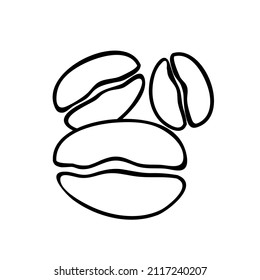 coffee beans icon black and white vector illustration. Editable outline stroke.