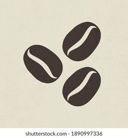 Coffee beans icon brown background