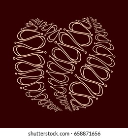 Coffee beans icon. Brown-beige drawing.