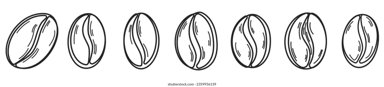 coffee beans icon bundle doodle hand drawing sketch