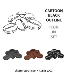 Coffee beans icon in cartoon style isolated on white background. Turkey symbol stock vector illustration.