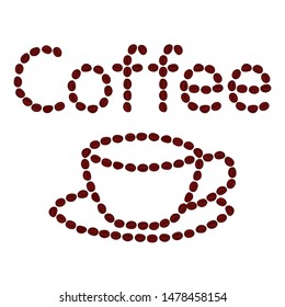 Coffee beans icon. Coffee and cup made from beans. Cup symbol