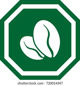 Coffee beans icon. design of an octagonal sign. 
