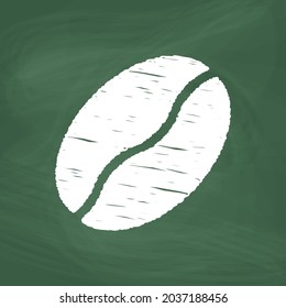 Coffee beans Icon design white chalk. Draw a picture on the blackboard.