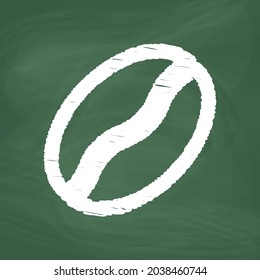 Coffee beans Icon design white chalk. Draw a picture on the blackboard.