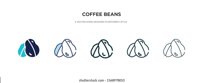 coffee beans icon in different style vector illustration. two colored and black coffee beans vector icons designed in filled, outline, line and stroke style can be used for web, mobile, ui