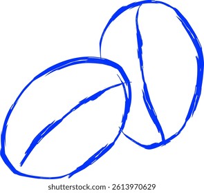 coffee beans icon in doodle style. blue line doodle icon