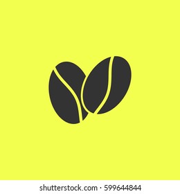 Coffee beans icon flat. Black pictogram on white background. Vector illustration symbol and bonus button