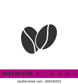 Coffee beans icon flat. Black pictogram on white background. Vector illustration symbol and bonus button