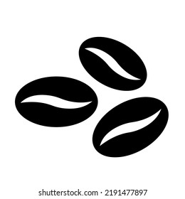 Kaffeebohnen-Ikone. Flaches Design-Illustration auf Schwarz-Weiß.