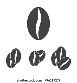 Kaffeebohnen-Ikone im flachen Design. Vektorillustration. Set von grauen Kaffeebohnen Symbole einzeln.