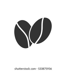 Coffee beans icon flat. Illustration isolated on white background. Vector grey sign symbol