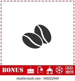 Coffee beans icon flat. Simple vector symbol and bonus icon