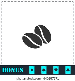 Coffee beans icon flat. Simple vector symbol and bonus icon