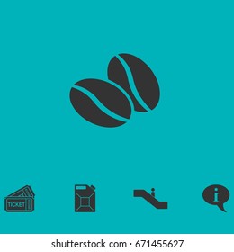 Coffee beans icon flat. Simple vector symbol and bonus icon