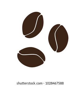 Coffee beans icon in flat style on a white background