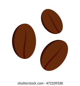 Coffee beans icon in flat style on a white background