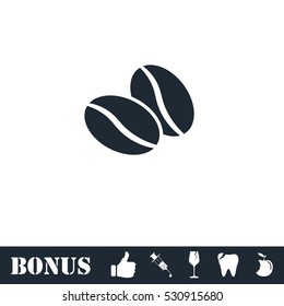 Coffee beans icon flat. Vector illustration symbol and bonus pictogram