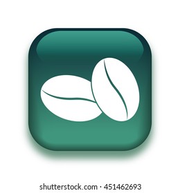 coffee beans icon - glossy vector button