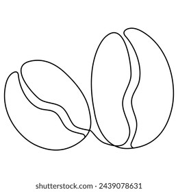 Coffee beans icon. Coffee grain  continuous line drawn. Vector illustration isolated on white.