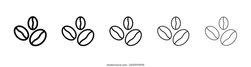 Coffee beans icon graphic set. trendy stroke line style