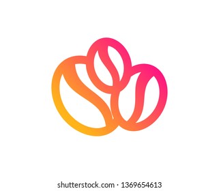 Coffee beans icon. Hot drink sign. Whole bean beverage symbol. Classic flat style. Gradient coffee-berry beans icon. Vector