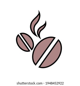 Icono de judías de café. Bebida vigorizante caliente. Ilustración aislada del vector con contorno