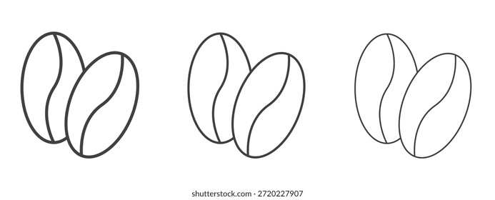 Kaffeebohnen-Symbol im Line Art Doodle-Stil. Bearbeitbares Konturumrisszeichen, eps 10