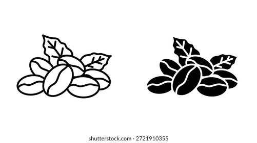 Coffee beans icon. Line with editable stroke and flat for Web