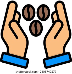 Coffee Beans Icon Lineal Color Vector Illustration
