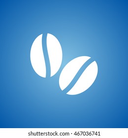 Coffee Beans Icon on blue color. 