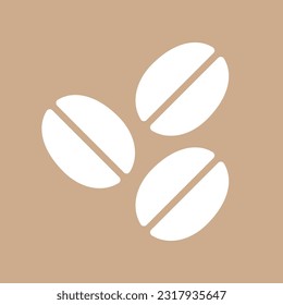 Coffee beans icon on brown background