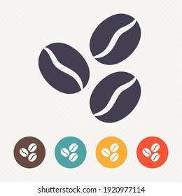 Coffee beans icon on dot pattern background